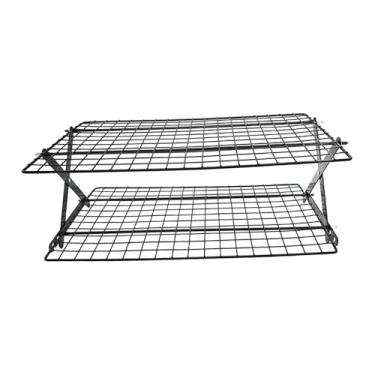 Imagem de MotiveTech Grelha de resfriamento para assar, organizar, tortas e pizzas, suporte dobrável de arame para secar pão, assar biscoitos e outros alimentos, 2 Níveis