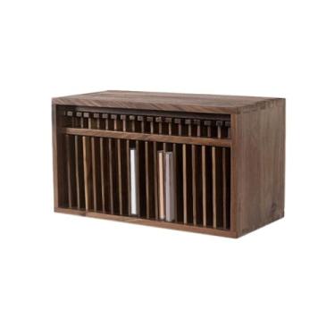 Imagem de Suporte para armazenamento de CDs Suporte de madeira dobrável para armazenamento CDs e discos vinil, ideal para exibir álbuns em casa