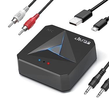 Imagem de JIMTAB Transmissor/Receptor Bluetooth 5.0 Portátil HiFi Áudio Sem Fio Adaptador AUX Embutido NFC para Projetor/Carro TV/Alto-falante/Telefone/Fone de Ouvido Bluetooth (Preto Espacial)