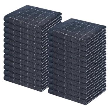 Imagem de Homaxy Panos de prato de cozinha felpudos 100% algodão, panos de prato ultra macios e absorventes para cozinha, adequados para secar e lavar pratos, pacote com 24, 30 x 30 cm, cinza escuro