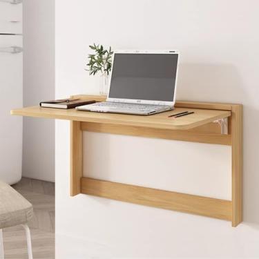 Imagem de Mesa de jantar dobrável montada na parede, mesa flutuante para laptop, mesa de cozinha dobrável de madeira, mesa de folhas suspensas para sala de jantar, sala de estudo, cozinha, jantar, lavanderia