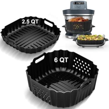 Imagem de HOMELYLIFE Forro de silicone Air Fryer para Ninja Crispi Pro AS101CY/AS101DG, forro grande para recipiente de vidro de 6 litros e forro pequeno para recipiente de vidro de 2,5 QT, 2 peças de