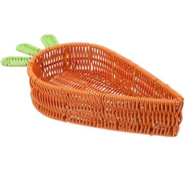 Imagem de VILLCASE Cesta de tecido de vime, 35,5 x 19,5 x 19,7 x 6,8 cm, cesta de armazenamento de frutas em forma de cenoura para lanche e ovo organizador de armazenamento de alimentos decoração de Páscoa