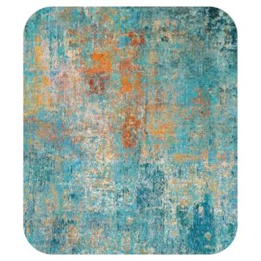 Imagem de RELEANY Tapetes laváveis, quadrados, 2,4 m, antiderrapantes, modernos, abstratos, macios para sala de estar, entrada, quarto, berçário, estampa estampada, azul-petróleo, verde, laranja, vermelho