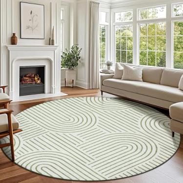 Imagem de Tapete lavável de 1,8 m para sala de estar, tapete abstrato para quarto, tapete antiderrapante arco-íris macio com traseira de borracha, tapete geométrico boho resistente a manchas de pilha baixa para