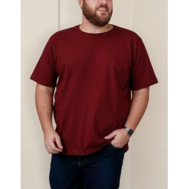 Imagem de Camiseta Masculina Plus Size - Básica Lisa G1 Ao G5 - Lishoope, Bordô,