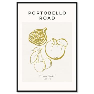 Imagem de Art Remedy Impressão de cozinha moderna em tela alta Portobello Road Fruits, moldura preta, 51 x 76 cm