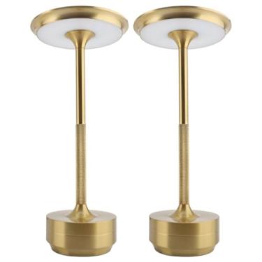 Imagem de aqxreight 2pcs Candeeiros de Mesa Sem Fio Recarregáveis ​​3000mAh a Pilhas 3 Cores Candeeiros de Mesa LED de de Cabeceira para Casa Restaurante Pátio Exterior Ouro até 150 Bateria No Brilho é