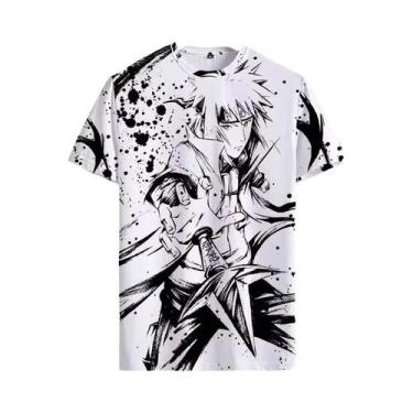 Imagem de Camiseta Oversized Masculina Naruto Anime Japonês Estampa 3D Casual Ma