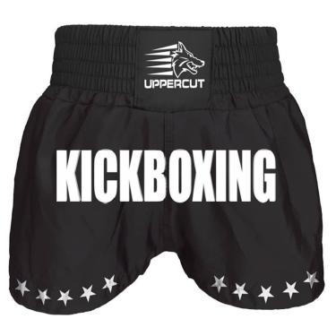 Imagem de Calção Short Kickboxing  GP Stars -  Todo Preto-Unissex