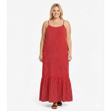 Imagem de Vestido Longo Feminino Estampado Select Vermelho, XXG, Vermelho