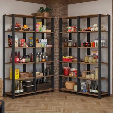 Imagem de Armário Estante Multiuso Organizador Despensa de Canto 20 Prateleiras 236cm Rustic/preto Madesa
