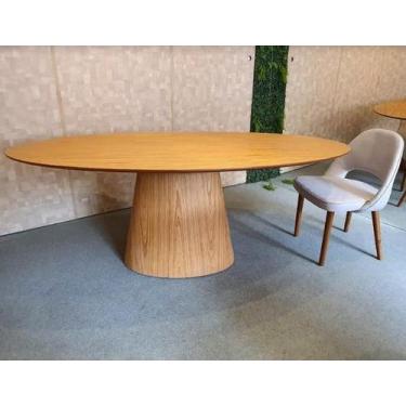Imagem de Mesa de Jantar Cone Oval 244x137 cm Tampo MDF Freijó Base Laminada em 