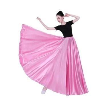 Imagem de Saia Longa De Dança Do Ventre Em Cetim 360 Graus Para Mulheres, 15 Cor