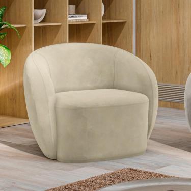 Imagem de Poltrona Decorativa íbis Encosto Fixo Veludo Bege G33 Gran Belo