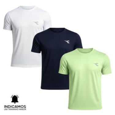 Imagem de Kit 3 Camisetas Diadora Small Logo Masculina - Marinho e Branco P, Mar