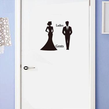 Imagem de Adesivos de parede Placa de porta de banheiro Ladies Gents PVC 18,5 x 