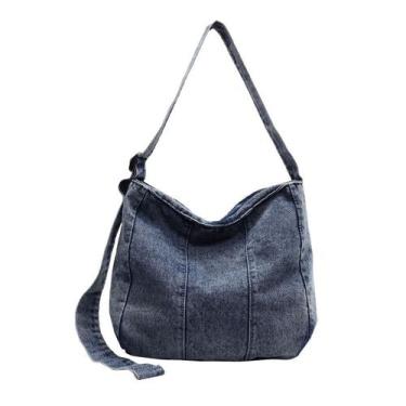 Imagem de Bolsa Messenger, jeans lavada para mulheres, estilo casual - yiweisai