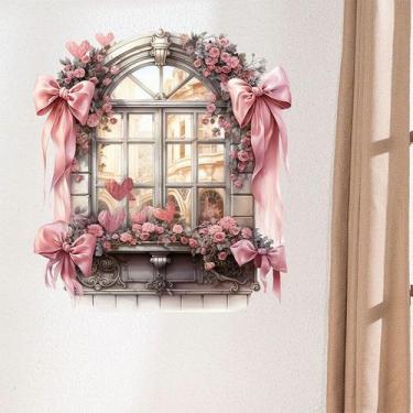 Imagem de Adesivo de parede Romantic Rose Faux Window PVC 30x90cm - yiweisai