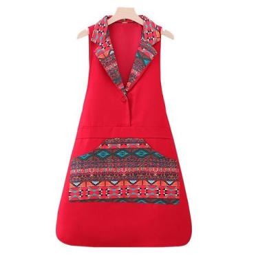 Imagem de Avental de estilo étnico para mulheres, poliéster impermeável sem mang