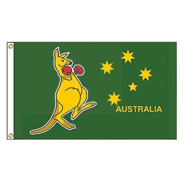 Imagem de Bandeira Australia Boxing Kangaroo 90x150cm Poliéster Verde - Yiweisai
