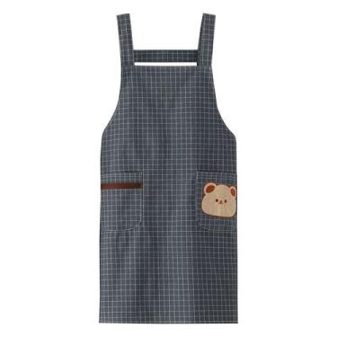 Imagem de Avental unissex, desenho animado, urso, bolso, estilo coreano, poliést