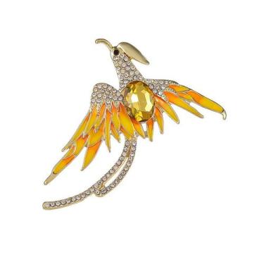 Imagem de Broche Phoenix Luxury com gema amarela e asas de cristal - Yiweisai