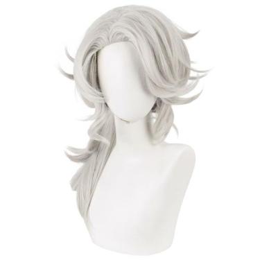 Imagem de Peruca de cosplay Frederick Light Cream longa com rabo de cavalo peque