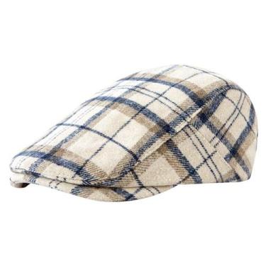 Imagem de Chapéu Gatsby Newsboy de boné plano com design xadrez para homens - yi