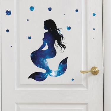 Imagem de Adesivos de parede Dreamy Blue Mermaid Galaxy Themed PVC 40x59cm - yiw
