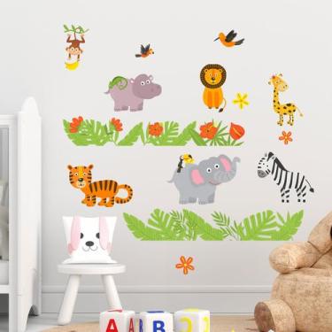 Imagem de Adesivos de parede Decalques autoadesivos de PVC para animais de desen