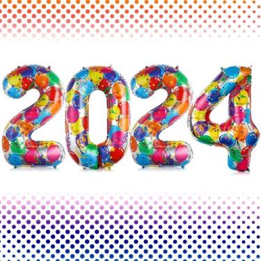 Imagem de Balão Lovoir 2024 Número 40cm Impressão colorida em gradiente