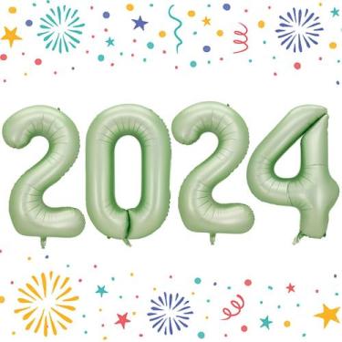 Imagem de Balões numéricos KALOR 2024 Graduation Green Light Green 1m