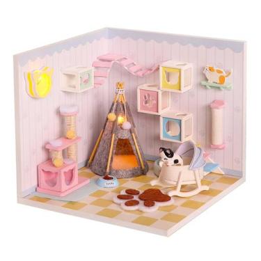 Imagem de Móveis de madeira em miniatura Dollhouse Spilay DIY com capa protetora