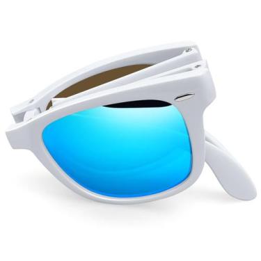 Imagem de Óculos de sol Joopin Dobráveis Polarizados UV400 Branco Azul Espelhado