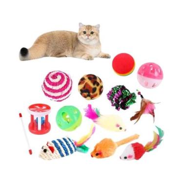 Imagem de Conjunto Variado De Brinquedos Para Gatos: Rato De Sisal, Bola Com Sin