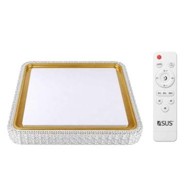 Imagem de Lustre Plafon Cristal LED 3 em 1 Controle Remoto 3 Niveis Iluminaçao Decoraçao Sala Qua...