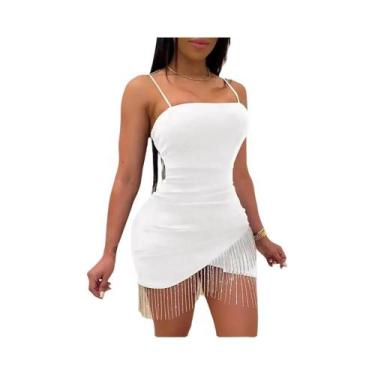 Imagem de Vestido Feminino Hot Com Franjas De Diamantes 2024 Estilo Europeu Para