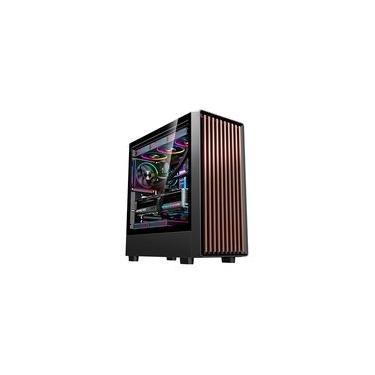 Imagem de Gabinete Gamer Liketec Oak Wood, E-ATX, Painel Frontal com Detalhes em Madeira, Preto - LC-KB-WOD-2025-1003