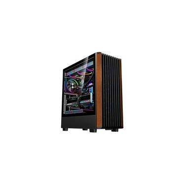 Imagem de Gabinete Gamer Liketec Pinos, E-ATX, Painel Frontal com Detalhes em Madeira, Preto - LC-KB-PINOS-2025-1002