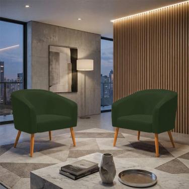 Imagem de Kit 2 Poltronas Sala Decorativa Stella Verde Couro Sintético D`Rossi