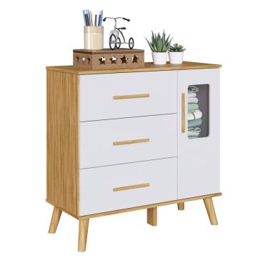 Imagem de Cômoda Bebê Sky 3 Gavetas 01 porta 100% MDF Moveis Peroba 