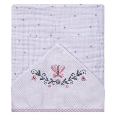 Imagem de Toalha Soft Bebê Bordada Baby Joy Clássicos, Borboleta Rosa
