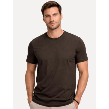 Imagem de Camiseta K&J Black Masculina Cotton Flex Slim Marrom-Masculino