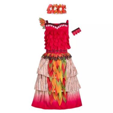 Imagem de Fantasia Infantil Princesa Moana De Luxo Disney, Vermelho, 9-10 anos