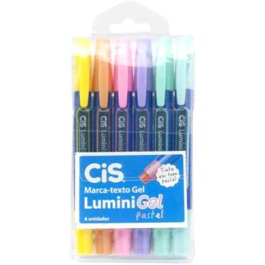 Imagem de Caneta Marca Texto GEL CIS Lumini Pastel 6 Cores Estojo - Sertic