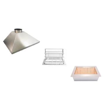 Imagem de Kit churrasqueira braseiro cooktop 70x50 + suporte grelha inox + coifa