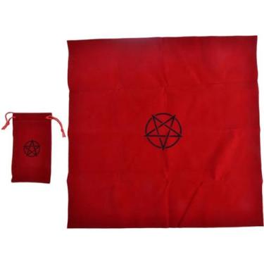Imagem de Toalha Para Tarô De Veludo Pentagrama Pano Para Altar Esotérico - Taro