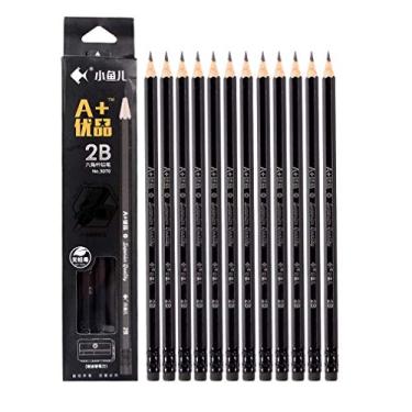 Imagem de lápis de desenho profissional 2B com cabeça de borracha, lápis de escrita de exame 24