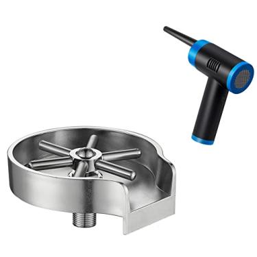 Imagem de Conjunto de torneira de lavador de copo de café de vidro + 70.000 RPM de alta pressão portátil sem fio com soprador de água portátil de alta pressão 7500 mAh dispositivo de limpeza de copos recarregável